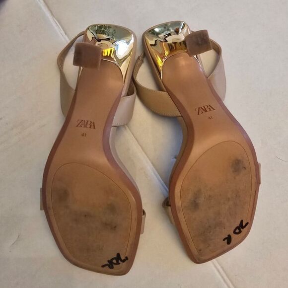 Zara Strappy Sandals In Tan Size 10 - Picture 6 of 12